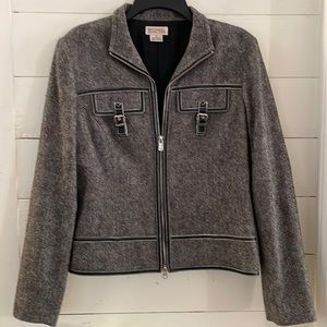 Michael Kors Black Tweed Wool Blend Blazer Jacket, Size Medium